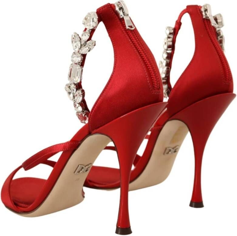 Dolce & Gabbana Rode Kristalversierde Hak Sandalen Red Dames