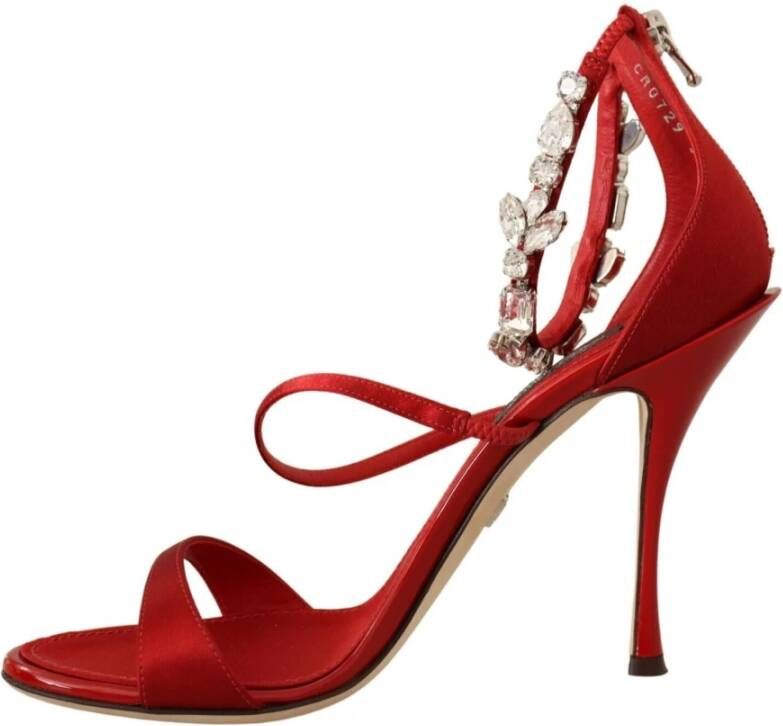 Dolce & Gabbana Rode Kristalversierde Hak Sandalen Red Dames