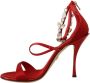 Dolce & Gabbana Rode Kristalversierde Hak Sandalen Red Dames - Thumbnail 5