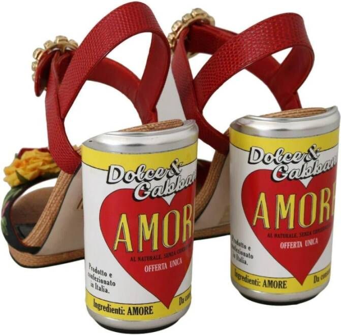 Dolce & Gabbana Rode Leren Juweel Sandalen Multicolor Dames