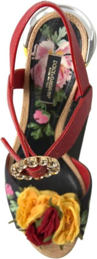 Dolce & Gabbana Rode Leren Juweel Sandalen Multicolor Dames