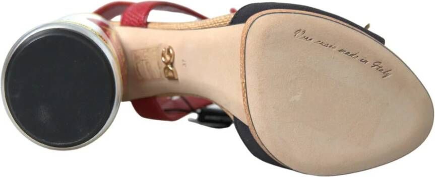 Dolce & Gabbana Rode Leren Juweel Sandalen Multicolor Dames