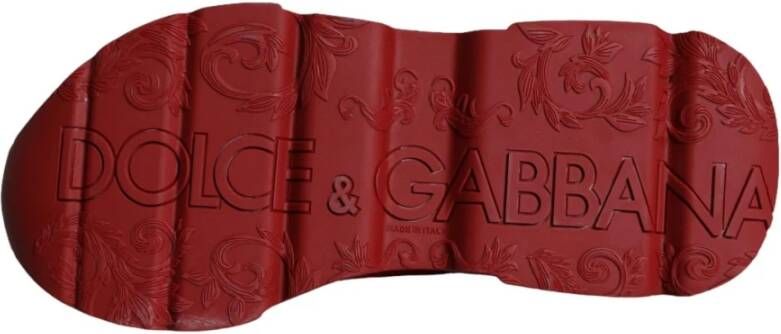 Dolce & Gabbana Rode Leren Lage Sneakers Logo