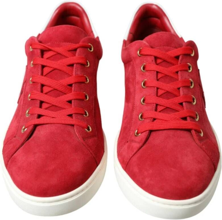 Dolce & Gabbana Rode Leren Lage Sneakers Red Heren
