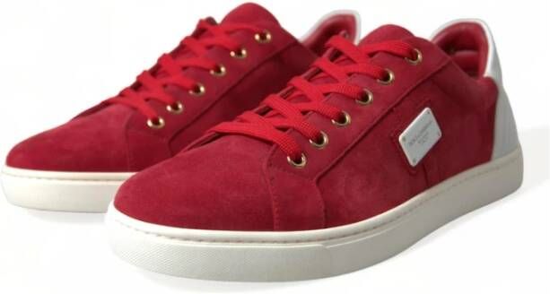 Dolce & Gabbana Rode Leren Lage Sneakers Red Heren