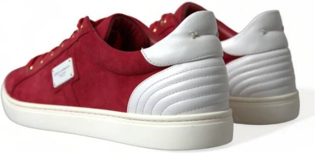 Dolce & Gabbana Rode Leren Lage Sneakers Red Heren