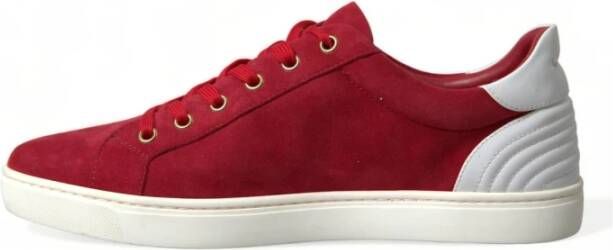 Dolce & Gabbana Rode Leren Lage Sneakers Red Heren