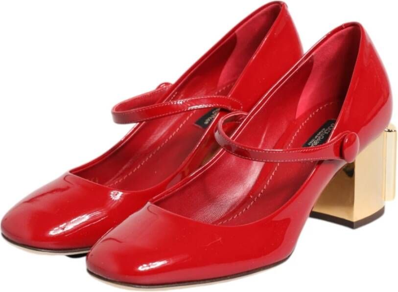 Dolce & Gabbana Rode Leren Logo Hakken Sandalen