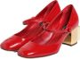 Dolce & Gabbana Rode Leren Logo Hakken Sandalen - Thumbnail 2