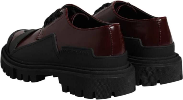 Dolce & Gabbana Rode Leren Veterschoenen