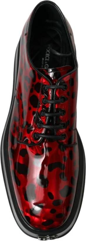 Dolce & Gabbana Rode Luipaard Kalfsleren Veterschoenen Multicolor Heren