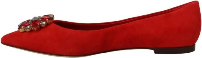 Dolce & Gabbana Rode Slip-On Flats met Kristallen Red Dames