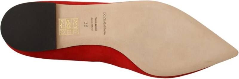 Dolce & Gabbana Rode Slip-On Flats met Kristallen Red Dames