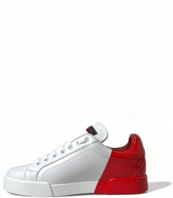 Dolce & Gabbana Rode Sneakers met Veters Lage Model