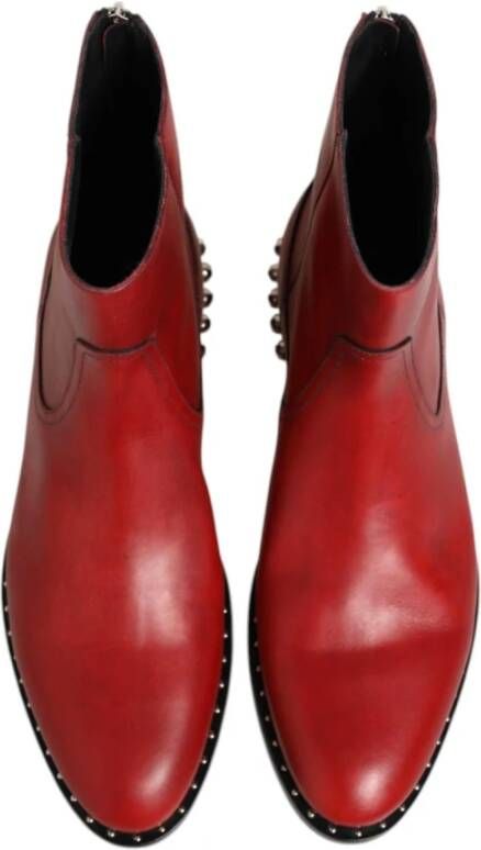 Dolce & Gabbana Rode Studded Chelsea Enkellaarzen