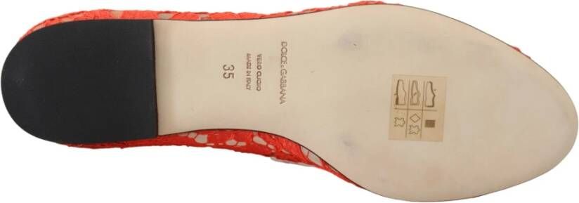 Dolce & Gabbana Rode Taormina Kant Kristallen Ballet Flats Schoenen Red Dames