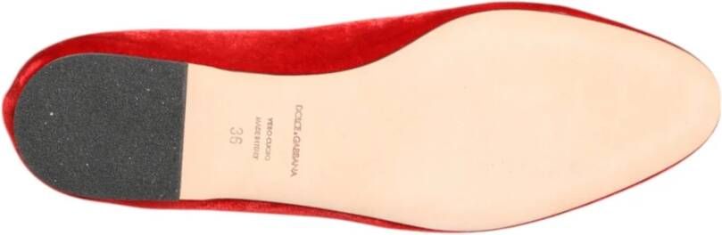 Dolce & Gabbana Rode Velvet DG Heart Loafers Flats