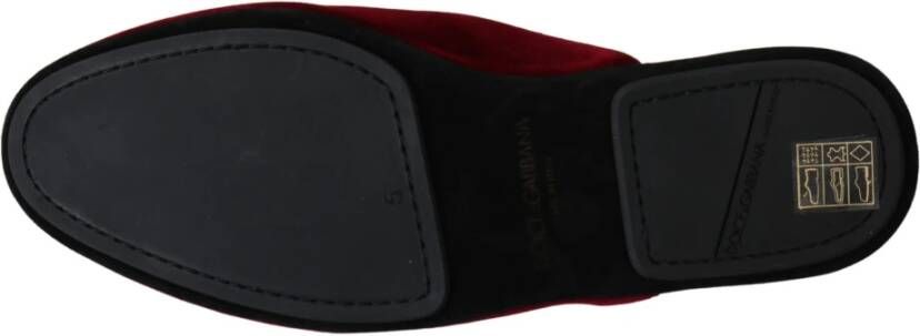 Dolce & Gabbana Rode Velvet Geborduurde Muiltjes Brown Dames