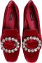 Dolce & Gabbana Rode Velvet Kristal Loafers Flats - Thumbnail 2