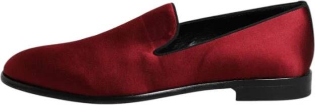 Dolce & Gabbana Rode Velvet Slip On Loafers