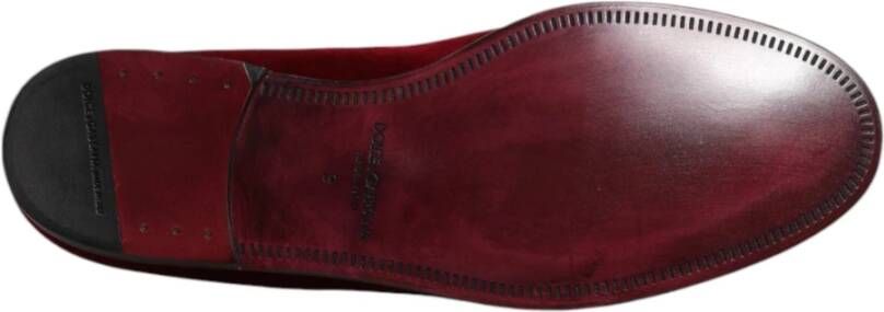 Dolce & Gabbana Rode Velvet Slip On Loafers Schoenen
