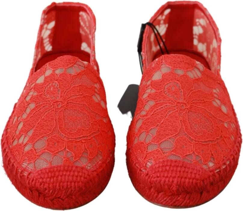 Dolce & Gabbana Rode Viscose Espadrilles Platte Schoenen Red Dames