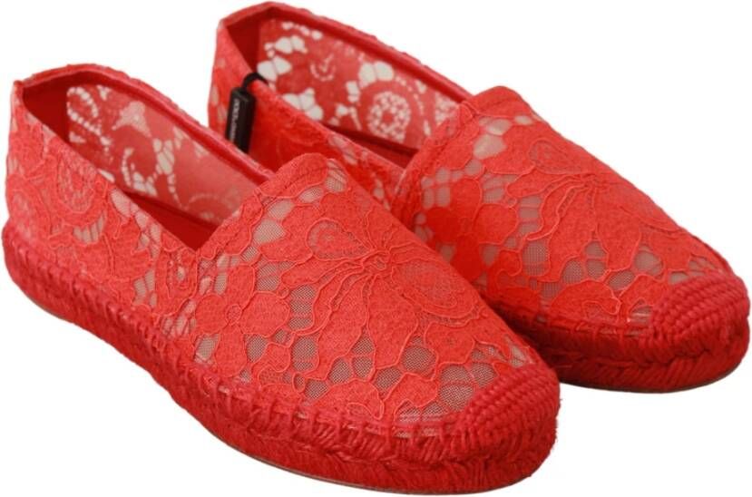 Dolce & Gabbana Rode Viscose Espadrilles Platte Schoenen Red Dames