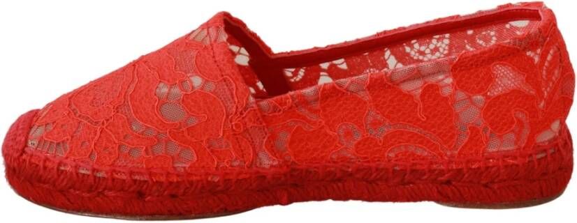 Dolce & Gabbana Rode Viscose Espadrilles Platte Schoenen Red Dames