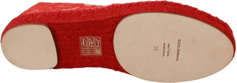 Dolce & Gabbana Rode Viscose Espadrilles Platte Schoenen Red Dames