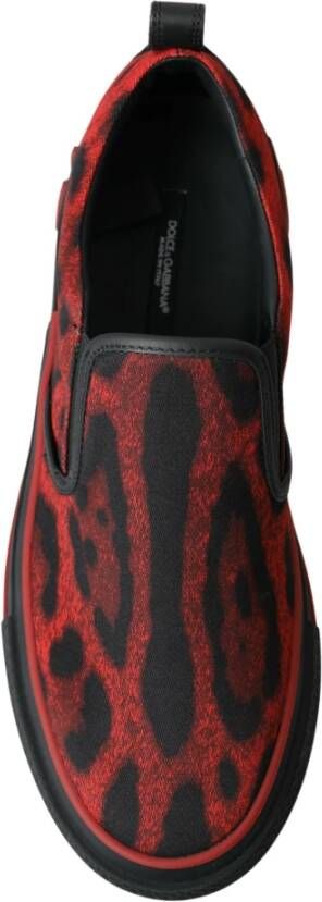 Dolce & Gabbana Rode Zwarte Luipaard Loafers Sneakers Schoenen
