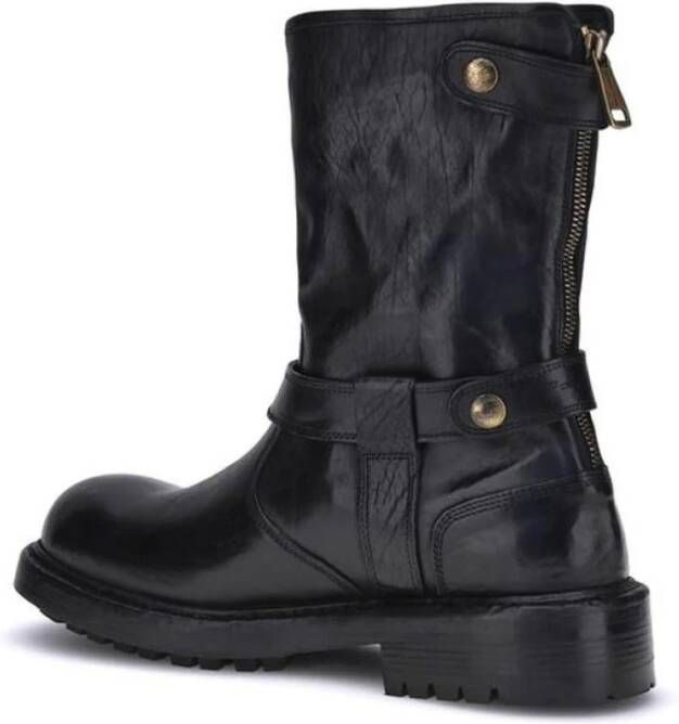 Dolce & Gabbana Ronde Neus Blokhak Leren Laarzen