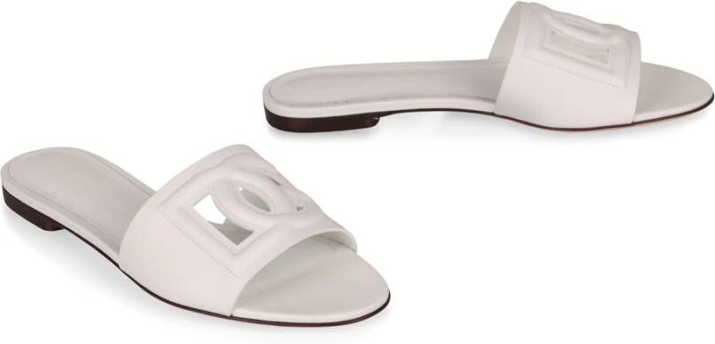Dolce & Gabbana Ronde Neus Slides van Kalfsleer White Dames