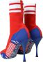 Dolce & Gabbana Rood Blauw Stretch Sok Stijl Enkellaarsjes Multicolor Dames - Thumbnail 4