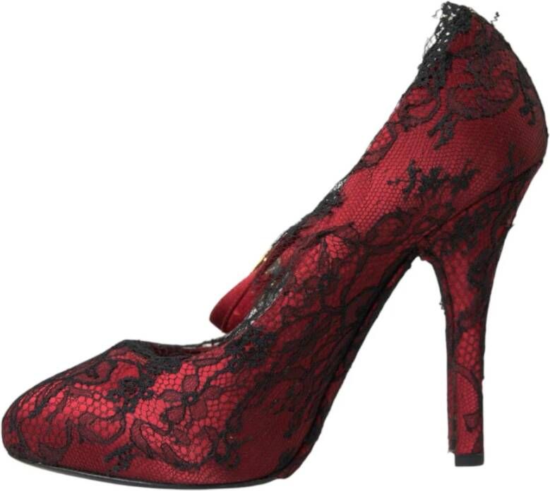 Dolce & Gabbana Rood Zwart Kant Mary Jane Pumps Red Dames