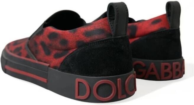 Dolce & Gabbana Rood Zwart Luipaard Loafers Sneakers Schoenen Multicolor Heren