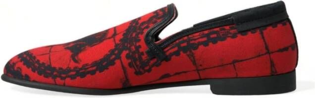 Dolce & Gabbana Rood Zwart Torero Loafers Pantoffels Multicolor Heren