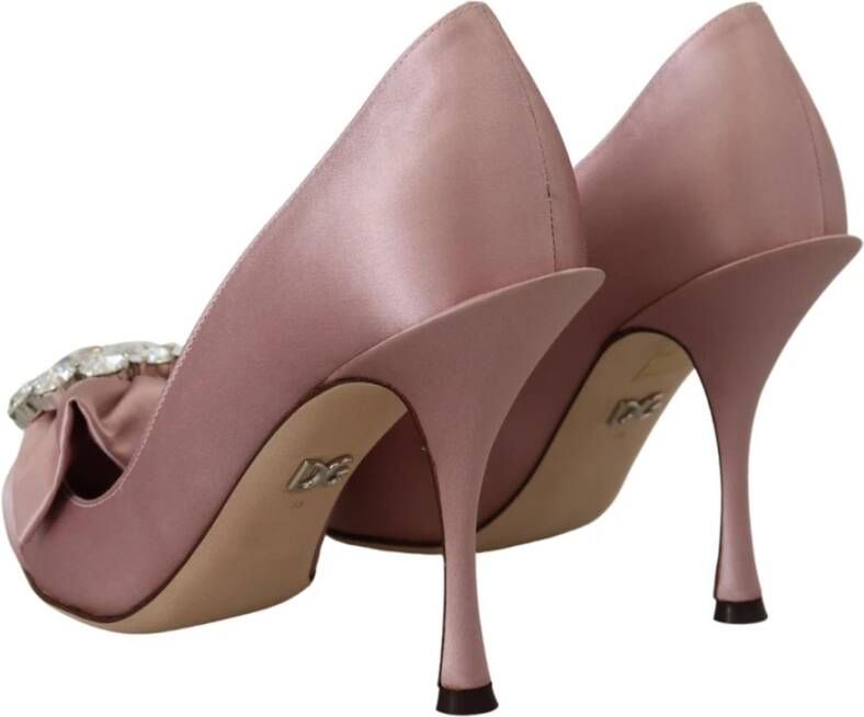 Dolce & Gabbana Roze Bow Heels Pumps met Kristal Detailing Roze Dames