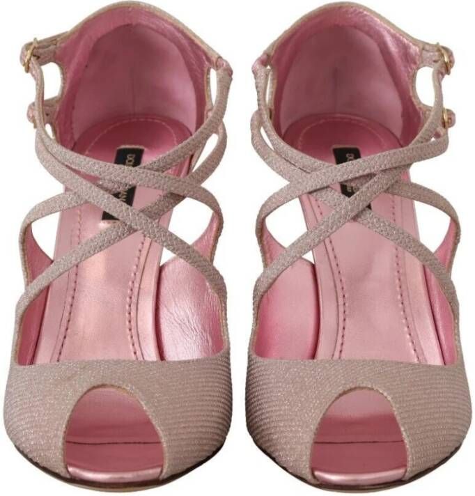Dolce & Gabbana Roze Glitter Peep Toe High Heels Pink Dames