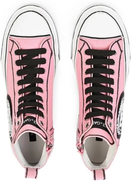 Dolce & Gabbana Roze hoge marker trim sneakers
