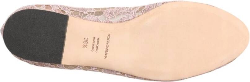 Dolce & Gabbana Roze Kant Kristal Platte Schoenen