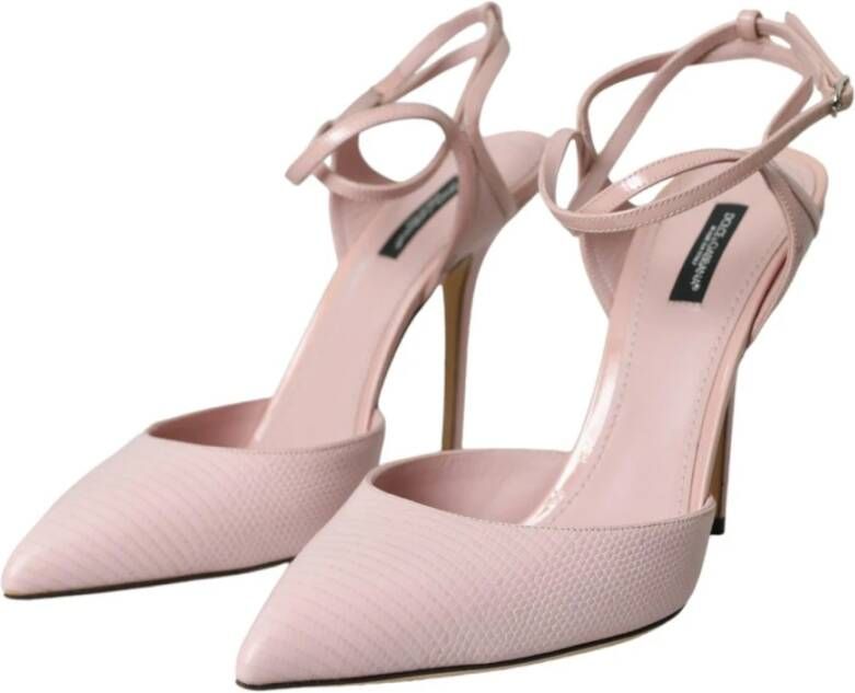 Dolce & Gabbana Roze Leren Enkelband Hakken Pink Dames