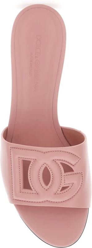 Dolce & Gabbana Roze Leren Lage Hak Sandalen