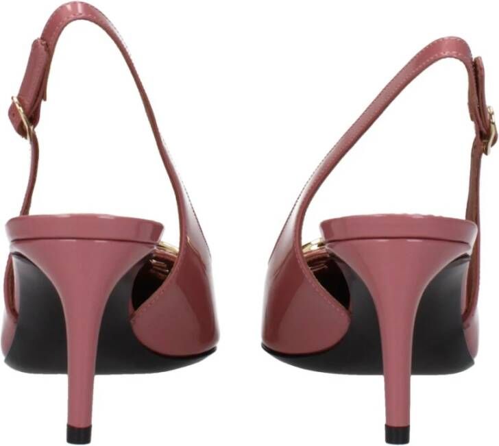 Dolce & Gabbana Roze Leren Middelhak Sandalen met Gespsluiting