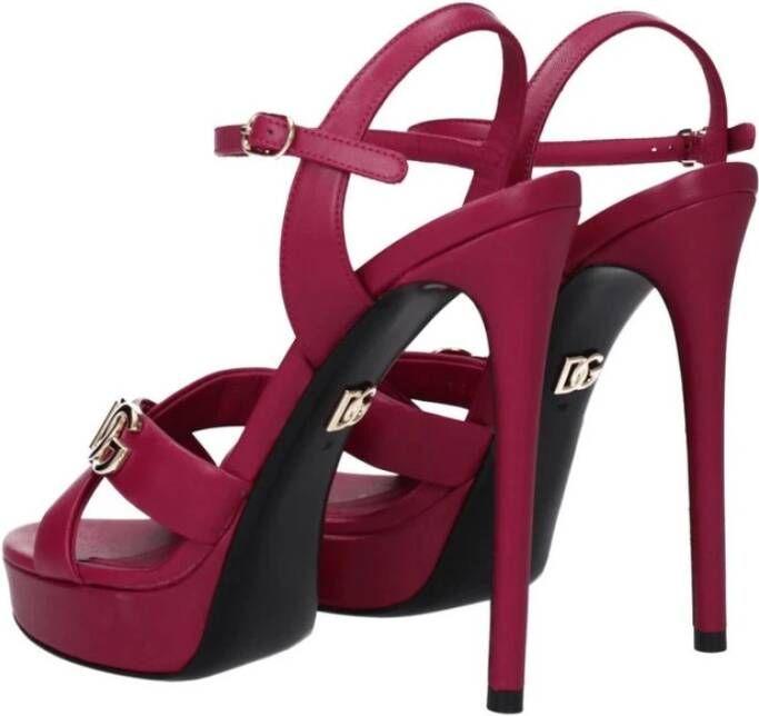 Dolce & Gabbana Roze Leren Plateau Sandalen met Gesp