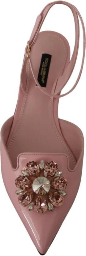 Dolce & Gabbana Roze Leren Slingbacks Pumps met Kristallen Pink Dames