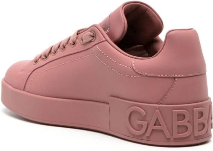 Dolce & Gabbana Roze Leren Sneakers Pink Dames