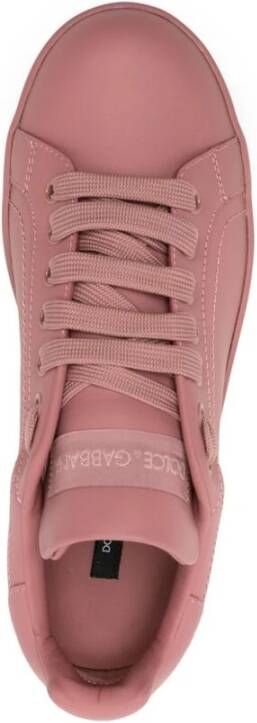 Dolce & Gabbana Roze Leren Sneakers Pink Dames