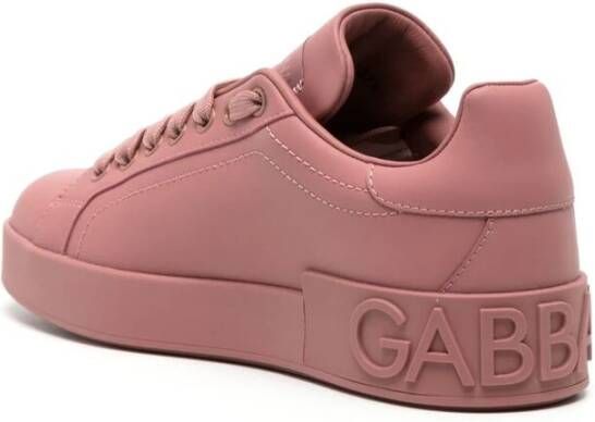 Dolce & Gabbana Roze Leren Sneakers Pink Dames