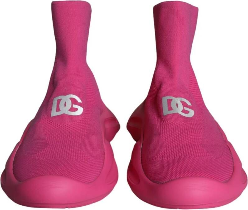 Dolce & Gabbana Roze Logo Print Hoge Sneakers Pink Heren