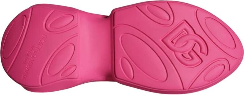 Dolce & Gabbana Roze Logo Print Hoge Sneakers Pink Heren